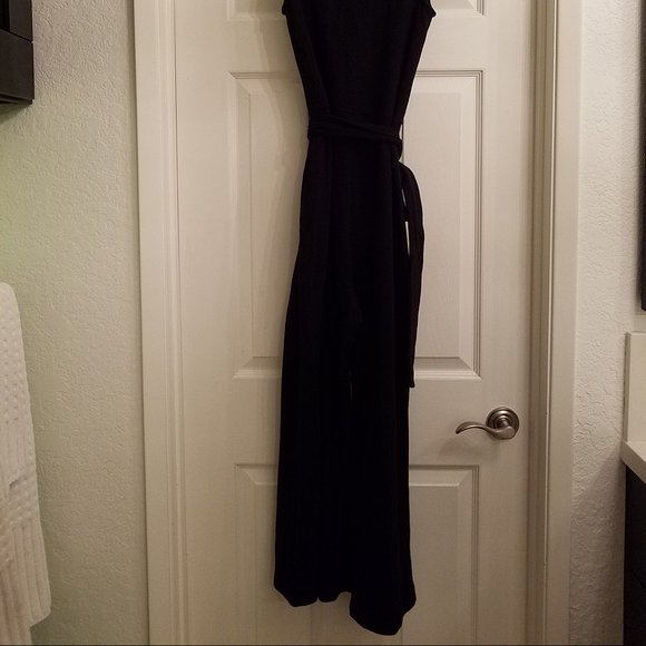 NWT Gap ribbed belt-tie tank jumpsuit, black, XS - Picture 7 of 11